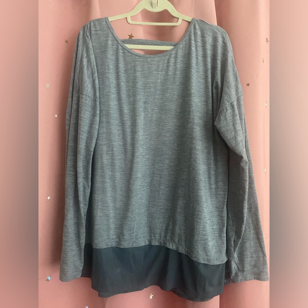 Danskin Blue Gray Yoga Dance Pullover Shirt Size XL 16-18